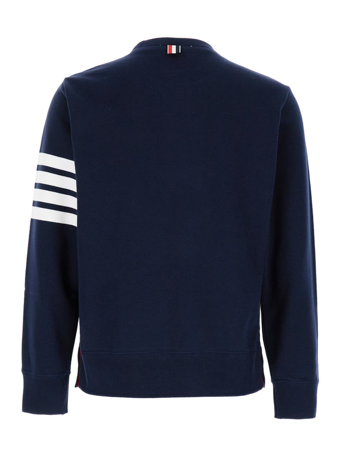Crewneck Sweatshirt with 4-Bar Detail in Blue for Men Blu 100 % Cotton Sweatshirts