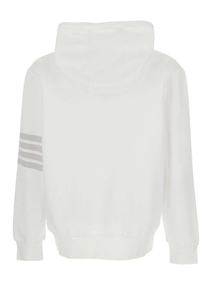 Hooded Sweatshirt with Drawstring and 4Bar Logo on the Sleeve in White Cotton for Men Sweatshirts
