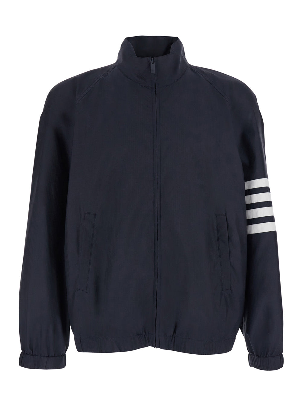 Blue Sweatshirt ZIP FRONT RAGLAN TRACK JACKET W- 4 BAR IN SHINY RIPSTOP with Closure and Sleeves Blu Sweatshirts