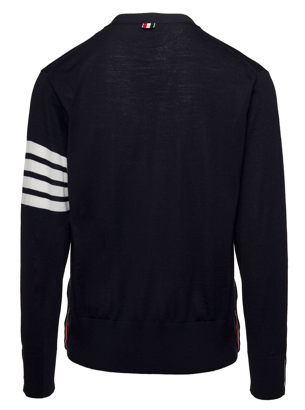 Cardigan CLASSIC V-NECK Blue with Long Sleeves in Wool for Men Blu Virgin Jersey