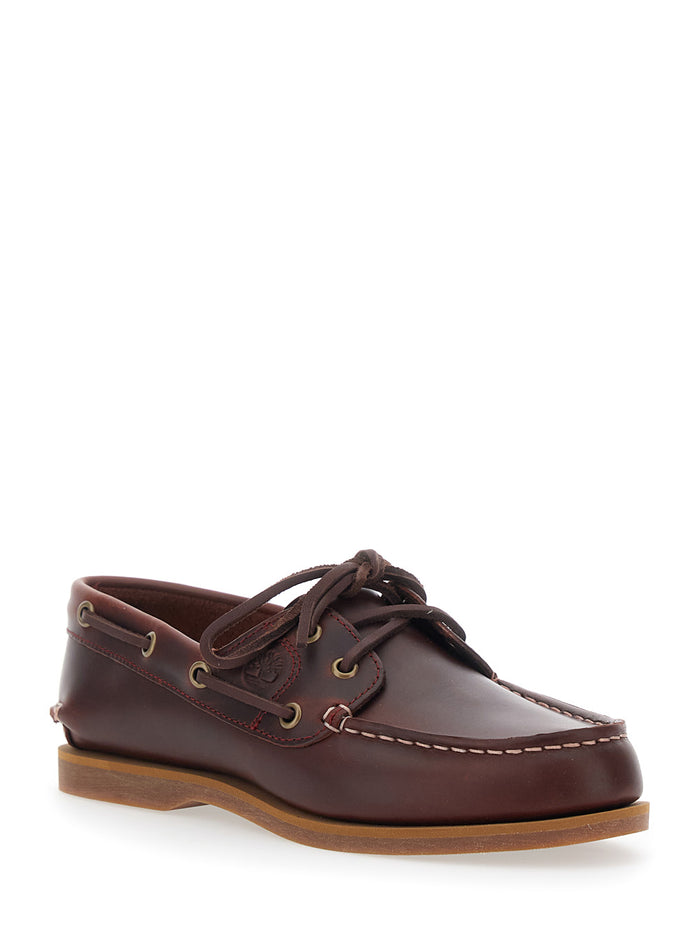 Bordeaux Loafers with Bow Detail on the Front and Embossed Logo Side in Leather Man