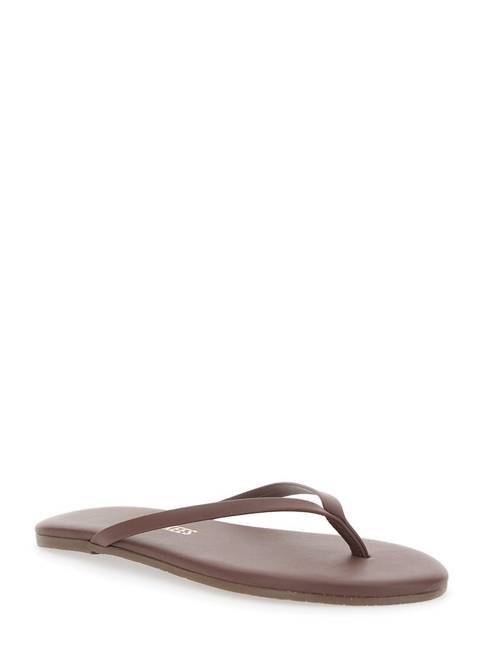 Foundations Matte Brown Sandals With Leather Straps Flat Shoes