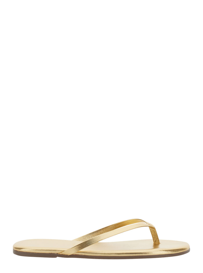 Metallics Sandals With Ankle Strap In Metallic Leather Flat Shoes