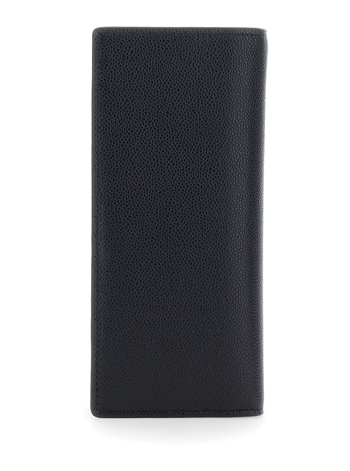 Vertical Wallet TODS with Logo Plate on the Front in Black Hammered Leather for Men Calf Products