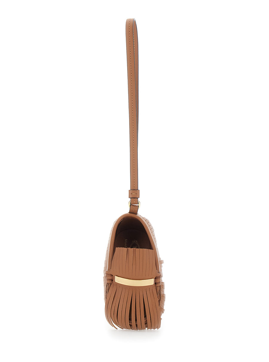 Pendant Fringe Brown Leather Calf Accessory