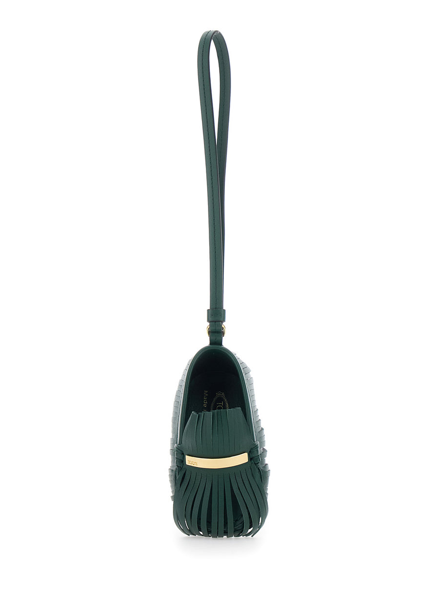Fringe Pendant Green Leather Calf Accessory