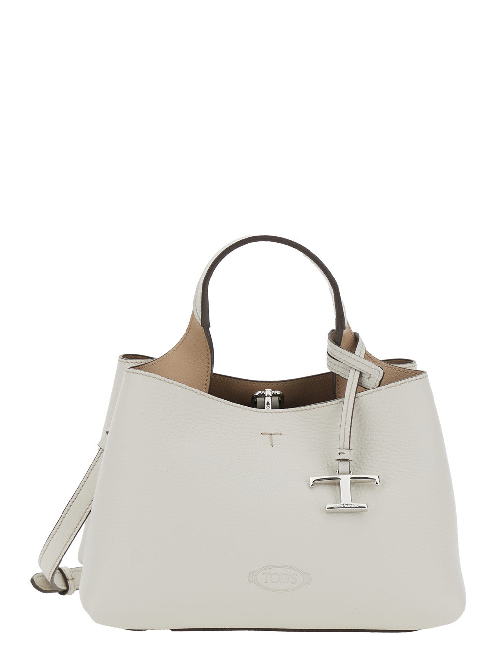 Handbag Apa Sacca Micro Pend. T Trac Pelle White With Leather Pendant Detail - Women Calf Hand Bags