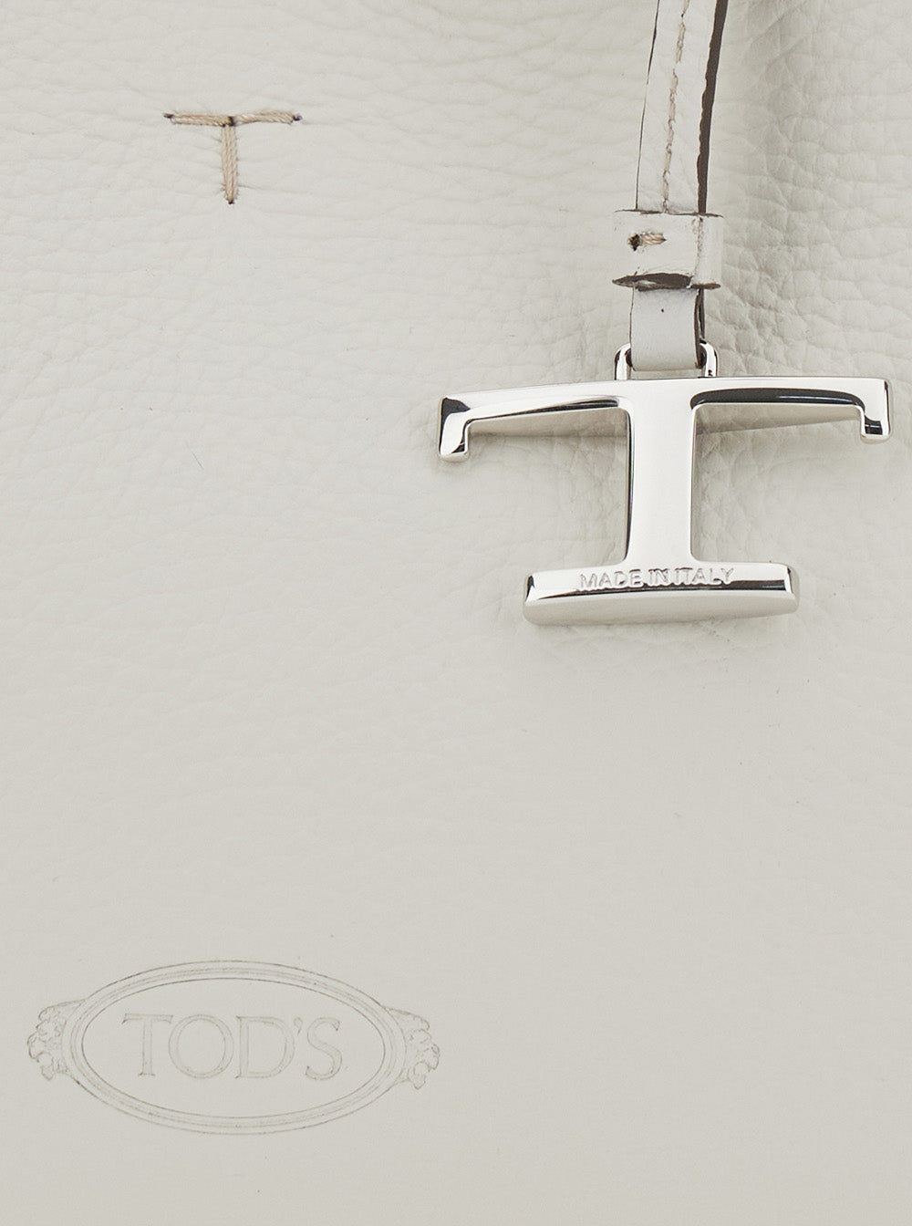 Handbag Apa Sacca Micro Pend. T Trac Pelle White With Leather Pendant Detail - Women Calf Hand Bags
