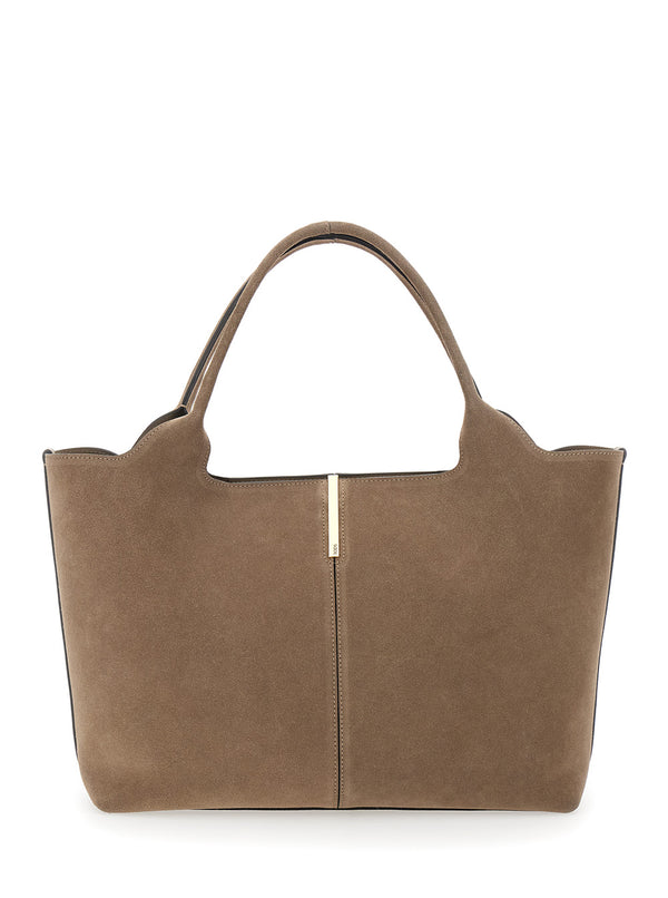 Tote Bag Ebr Beige Suede Calf Leather