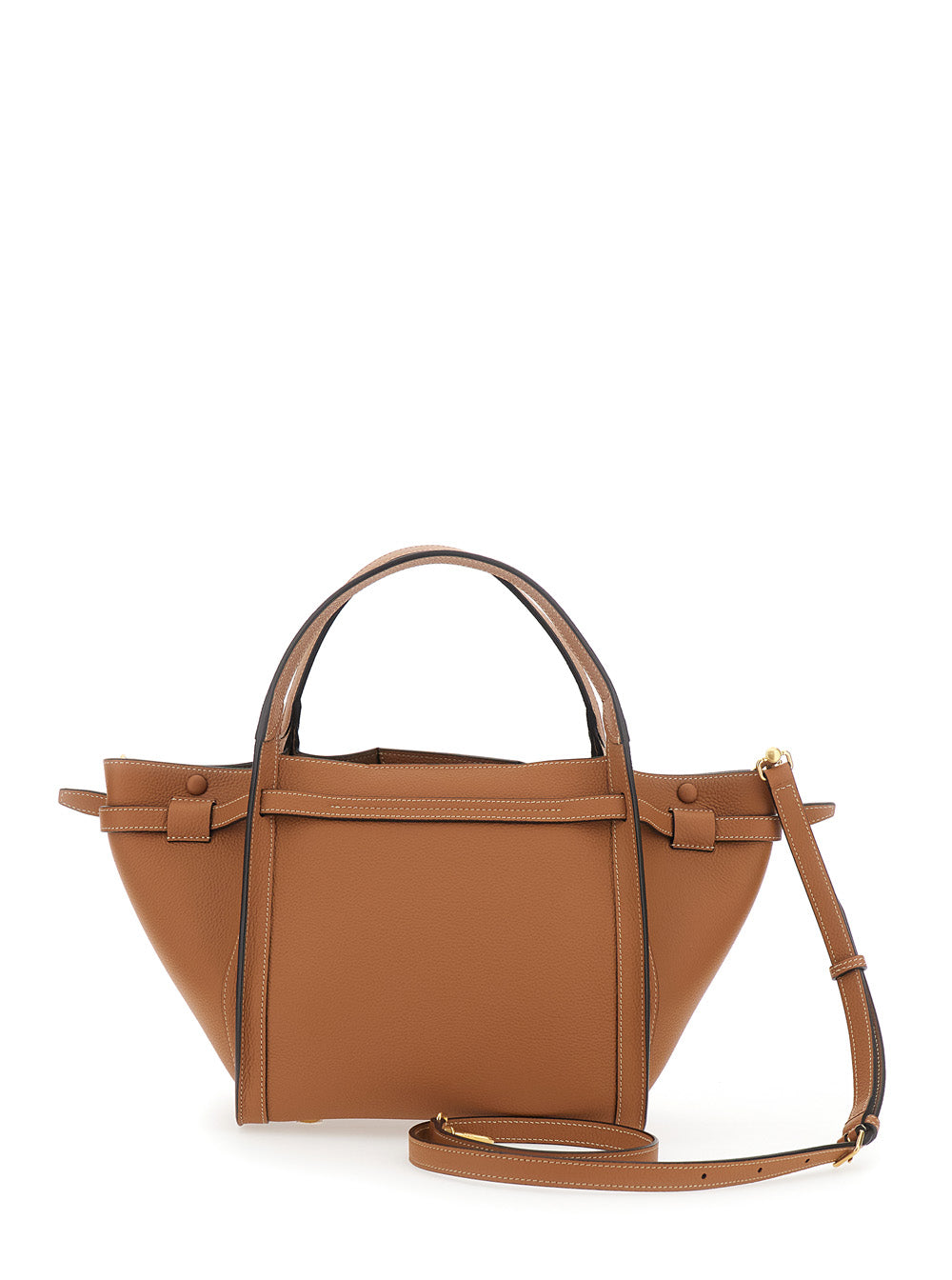Medium Tote Bag T Timeless with Plaque on the Front and Adjustable Removable Brown Leather Strap for Women Calf