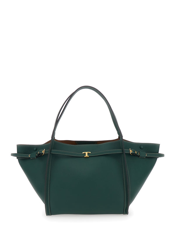 Tote Bag Timeless T Green Leather Calf
