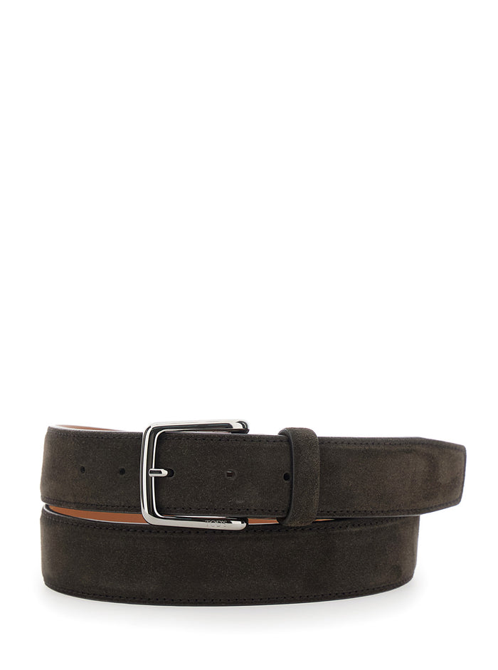 Suede Belt With Elegant Details Brown For Men