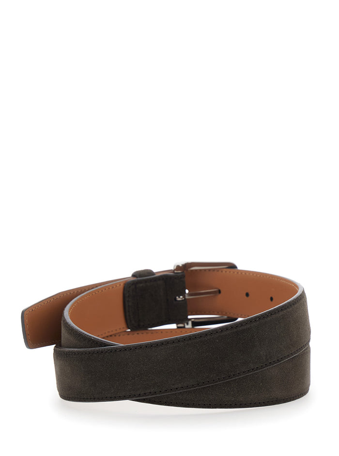 Suede Belt With Elegant Details Brown For Men