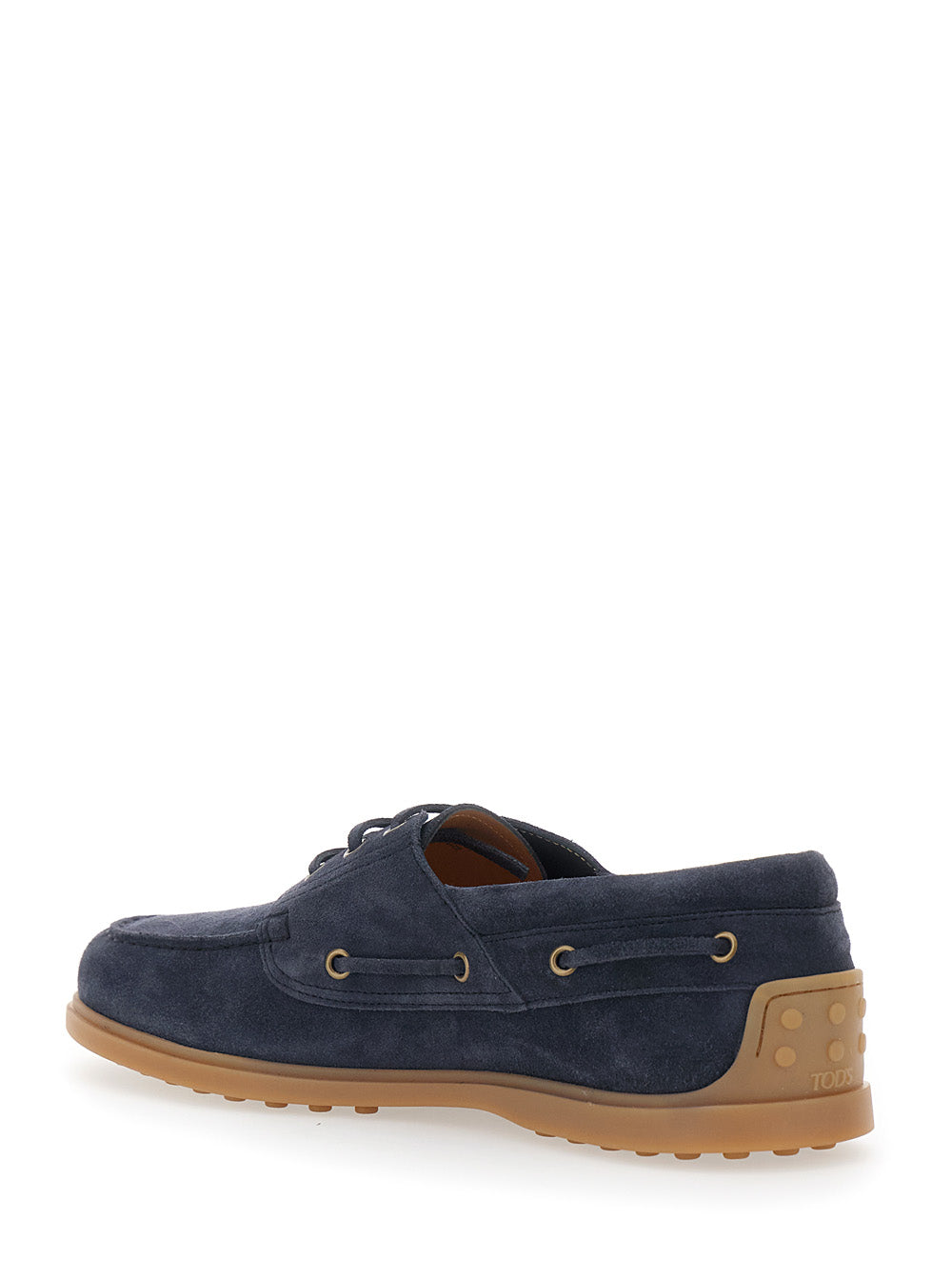 Blue Loafers Boat with Lettering Logo on the Back in Suede for Men Blu Calf