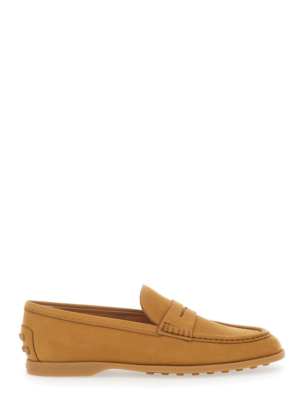 Loafers Half Horsebit Beige Suede Calf Leather