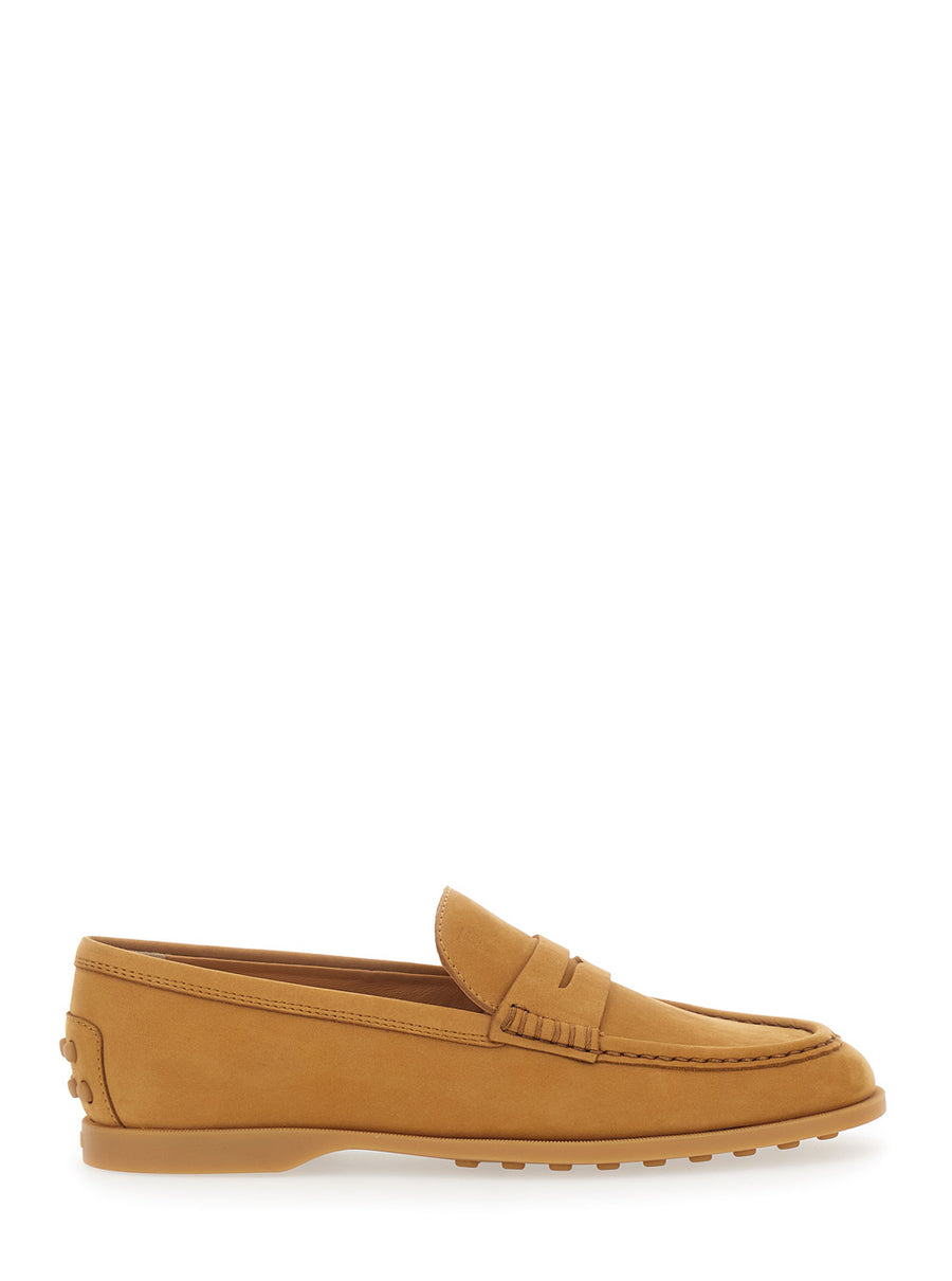 Loafers Half Horsebit Beige Suede Calf Leather