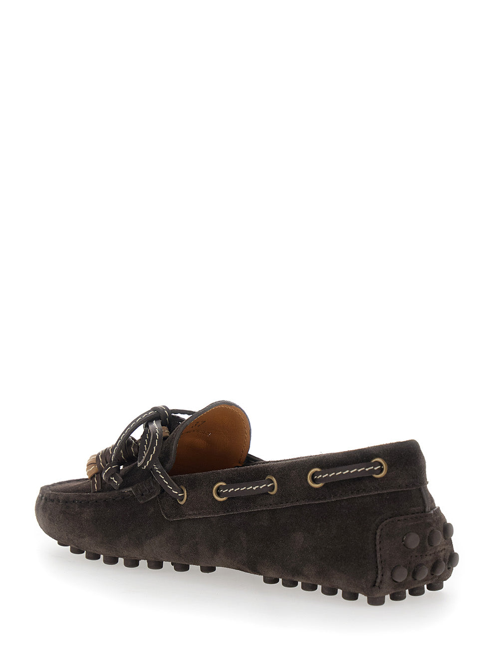 Loafers SUEDE MOCASSIN Brown with Rounded Toe in Leather Men Calf