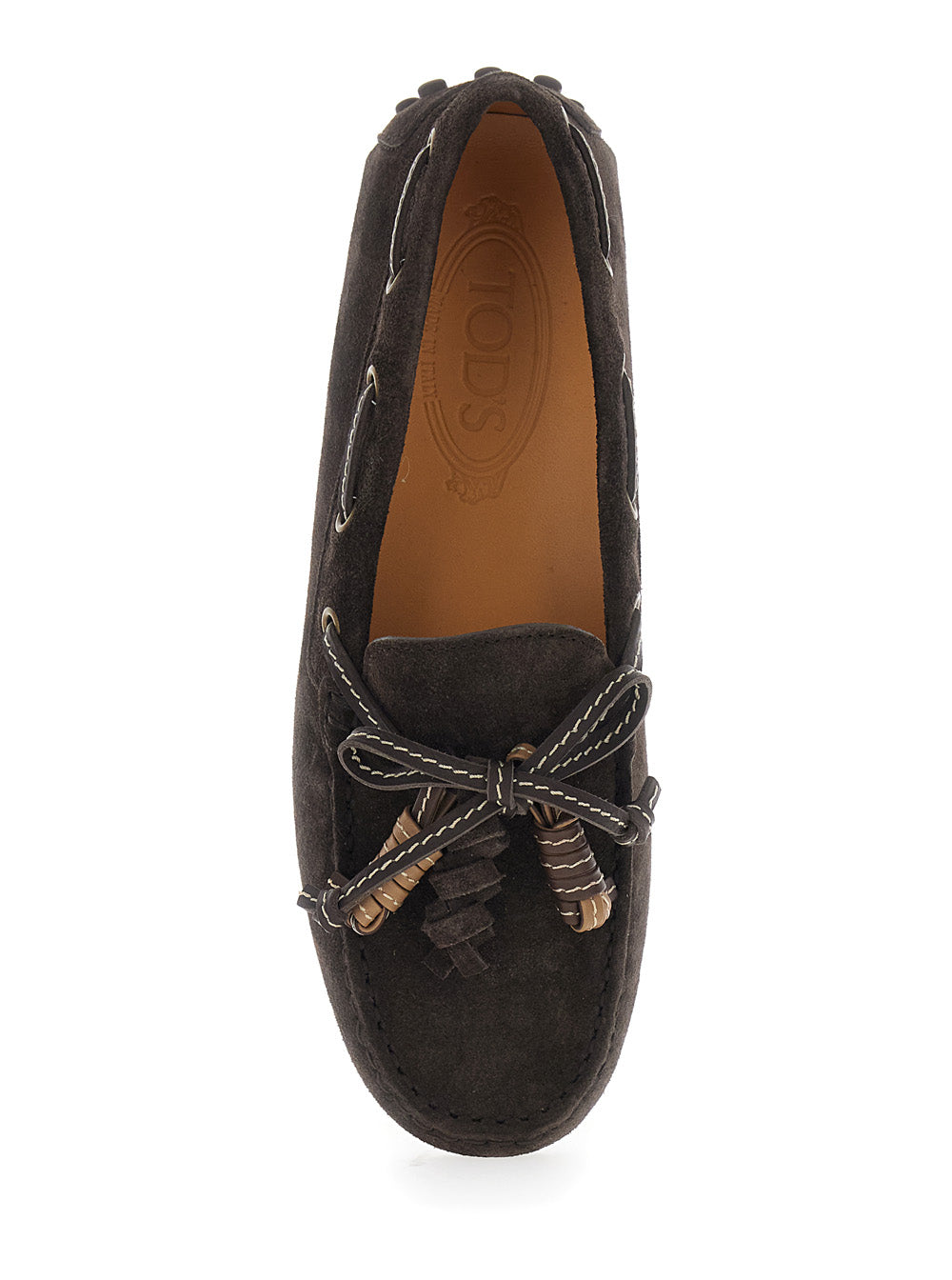 Loafers SUEDE MOCASSIN Brown with Rounded Toe in Leather Men Calf