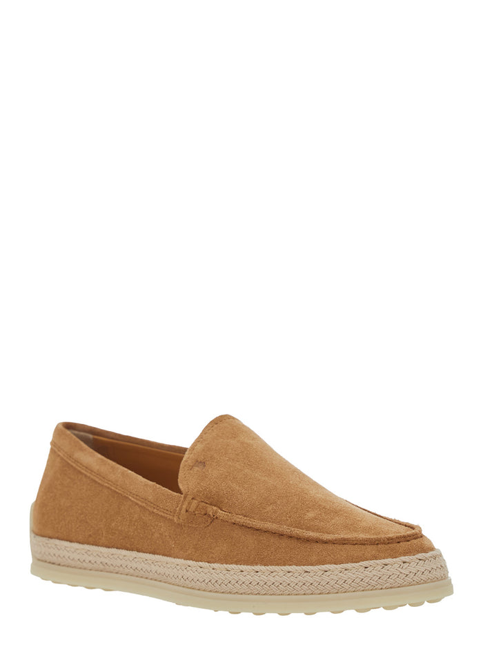Loafers with Crocodile-embossed Logo in Brown Suede for Women Calf
