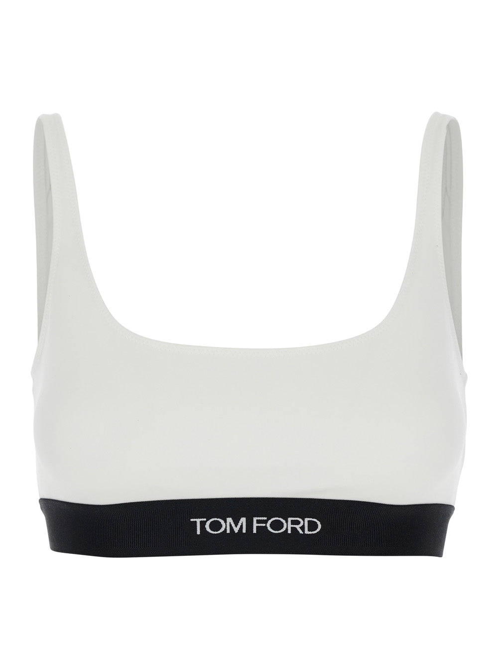 White Logo Stretch Modal Bralette with Contrast for Women Elastane Tops