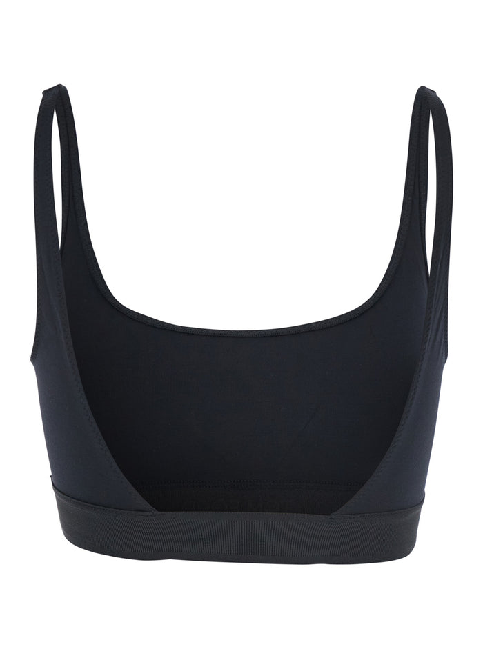 Bralette Top Brj016jex166l with Wide Neckline and Lettering Logo on the Front in Black Stretch Modal for Women Elastane Tops