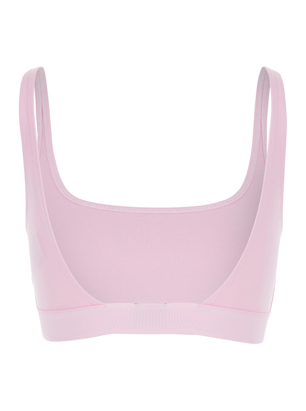 Pink Top Bralette with Wide Neckline and logo lettering on the Front in Modal Stretch Women Elastane Tops