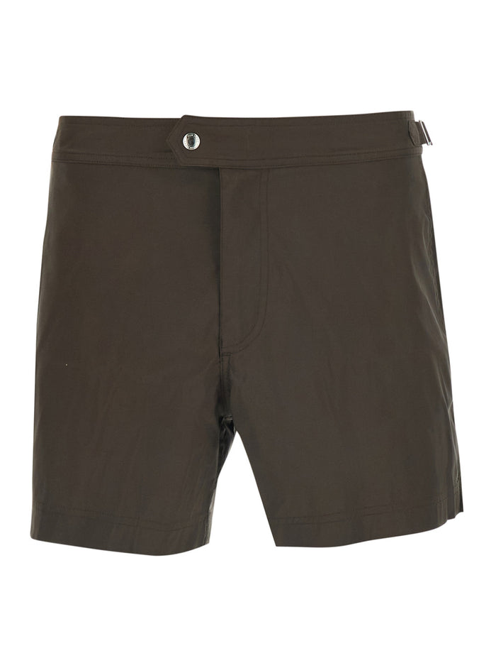 Swim Shorts Micro Compact Poplin Wr Brown In Polyester Men Beachwear