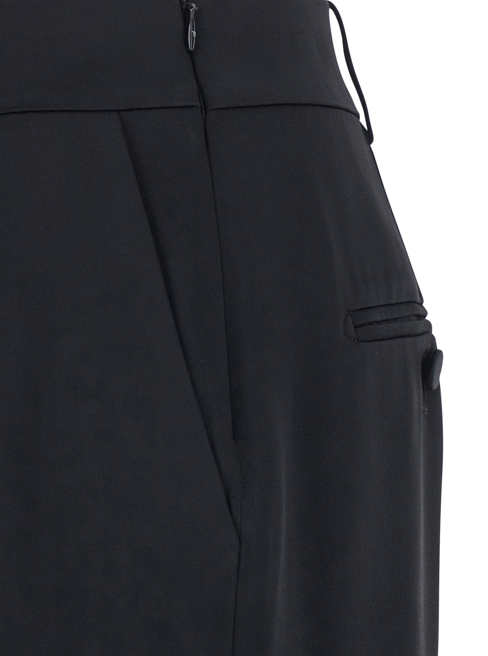 Black Long Skirt with Single Vent on the Front and Hidden Zip Closure Side in Viscose Blend for Women Acetate