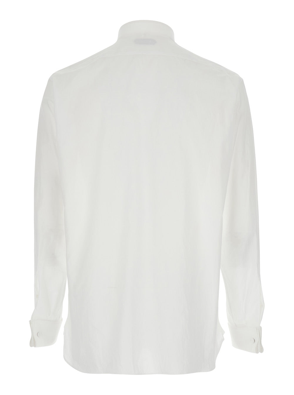 White Long-Sleeved Shirt with Tone-on-Tone Button Closure in Cotton for Men And Blouses