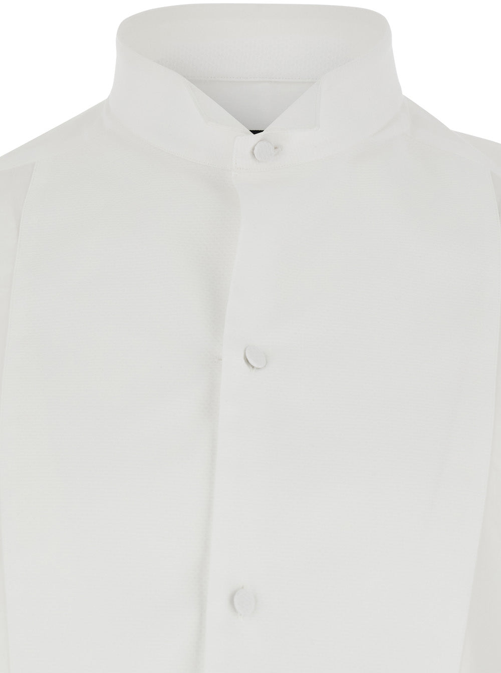 White Long-Sleeved Shirt with Tone-on-Tone Button Closure in Cotton for Men And Blouses