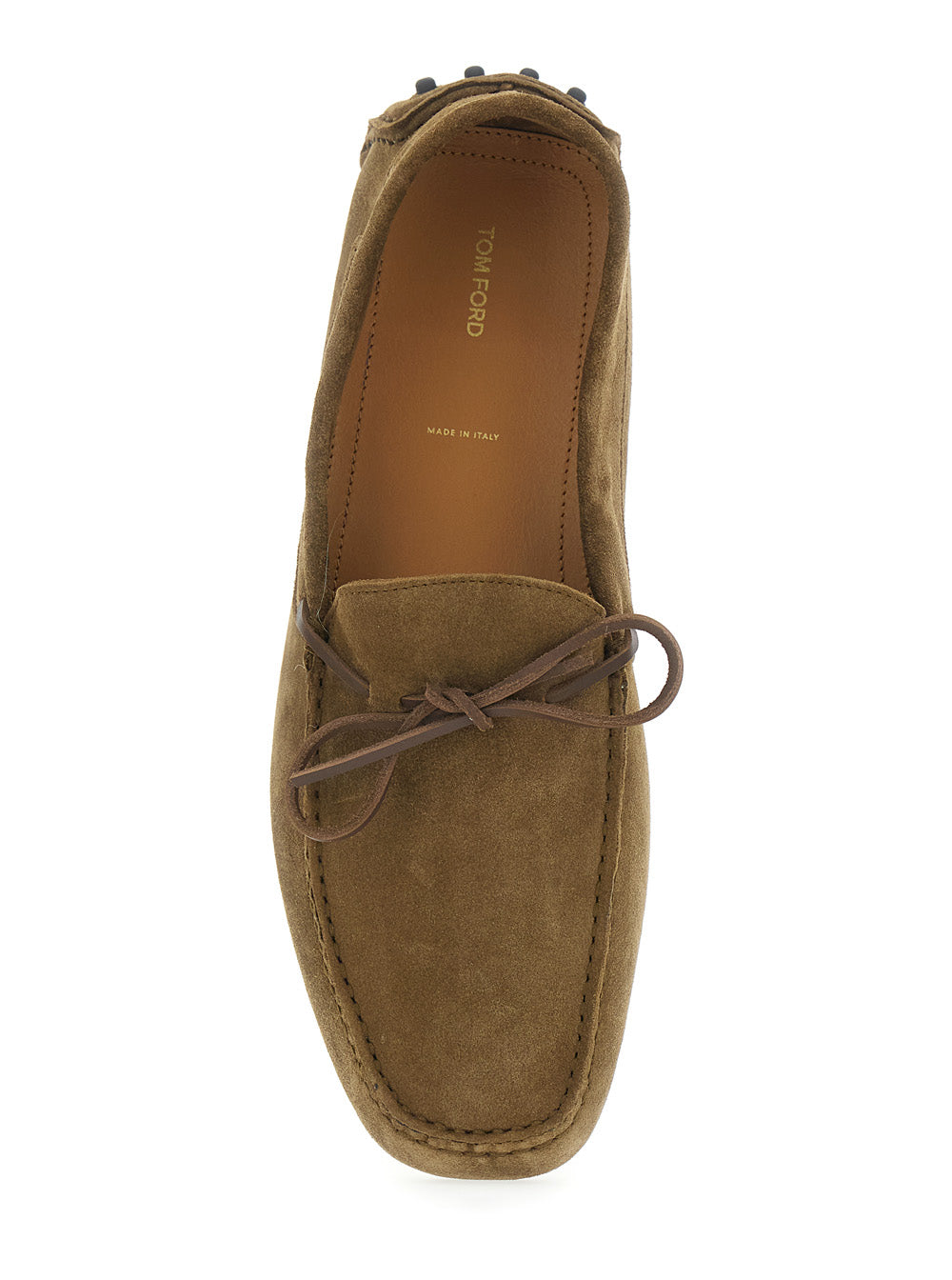 Driver Brown Loafers with Rounded Toe and Bow Detail in Suede for Men Calf