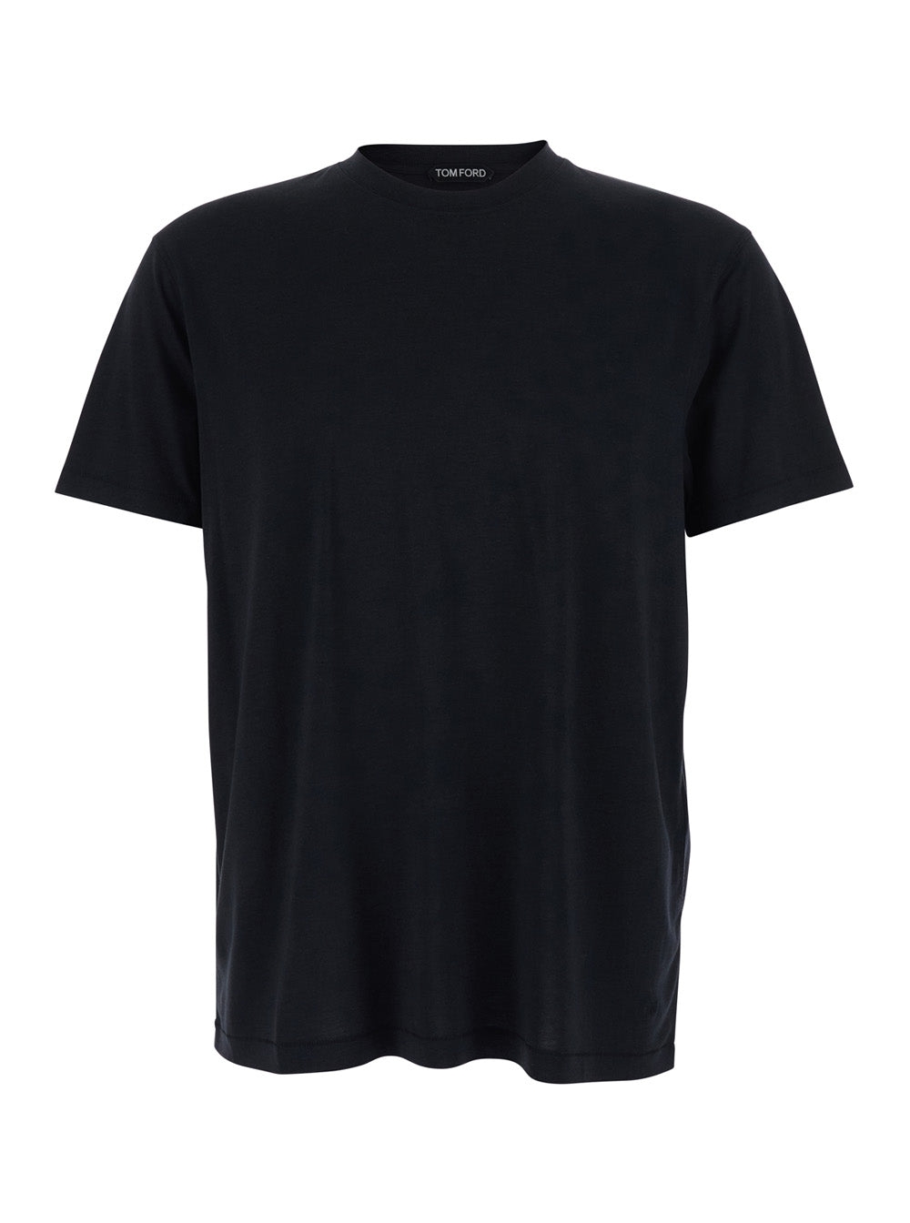 Black Crew Neck T-Shirt with Logo Embroidery on the Front in Cotton Blend for Men Lyocell Tshirts And Polo Shirts