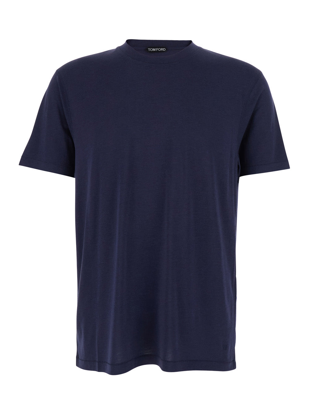 Blue Crew Neck T-Shirt with Logo Embroidery on the Front in Cotton Blend Man Blu Lyocell Tshirts And Polo Shirts