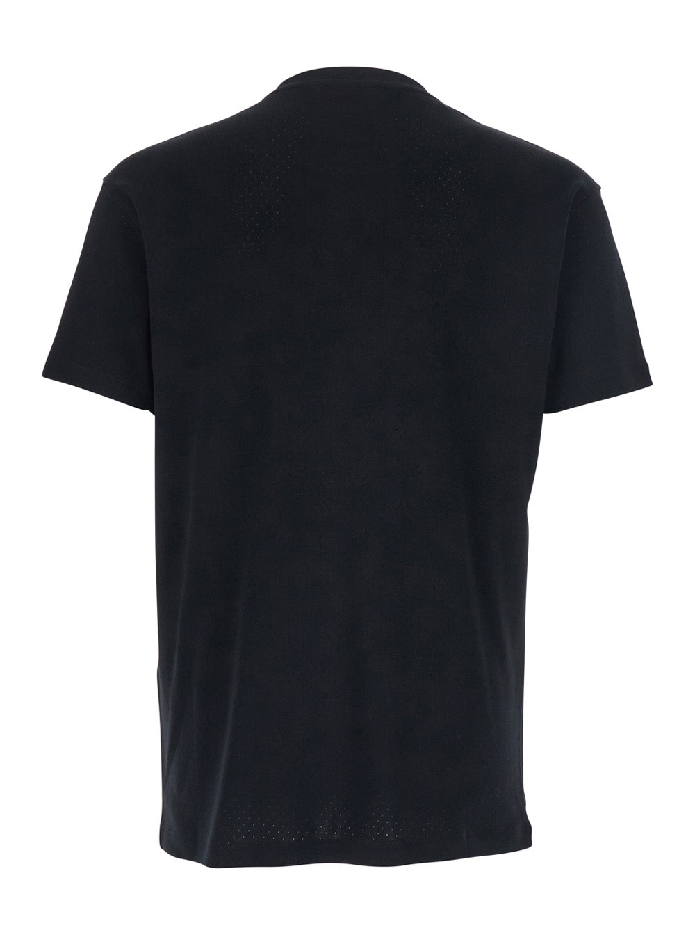 Black T-Shirt with Logo Embroidery on the Front and Perforated Design in cotton Man Tshirts Polo Shirts