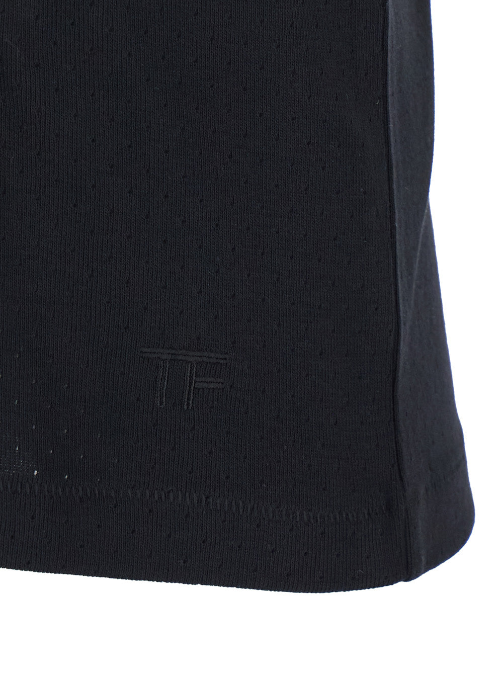Black T-Shirt with Logo Embroidery on the Front and Perforated Design in cotton Man Tshirts Polo Shirts