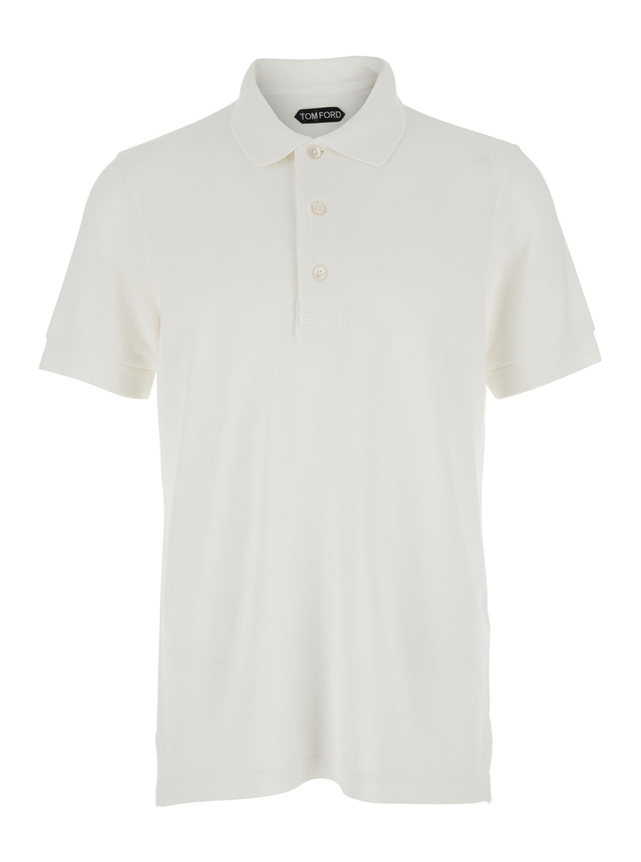 Polo Shirt White Cotton Blend Lyocell T-shirts