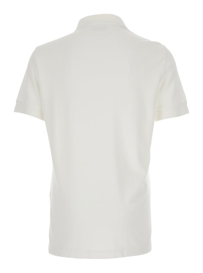 White Polo Shirt with Classic Collar and Front Closure in Cotton Blend Men Tshirts
