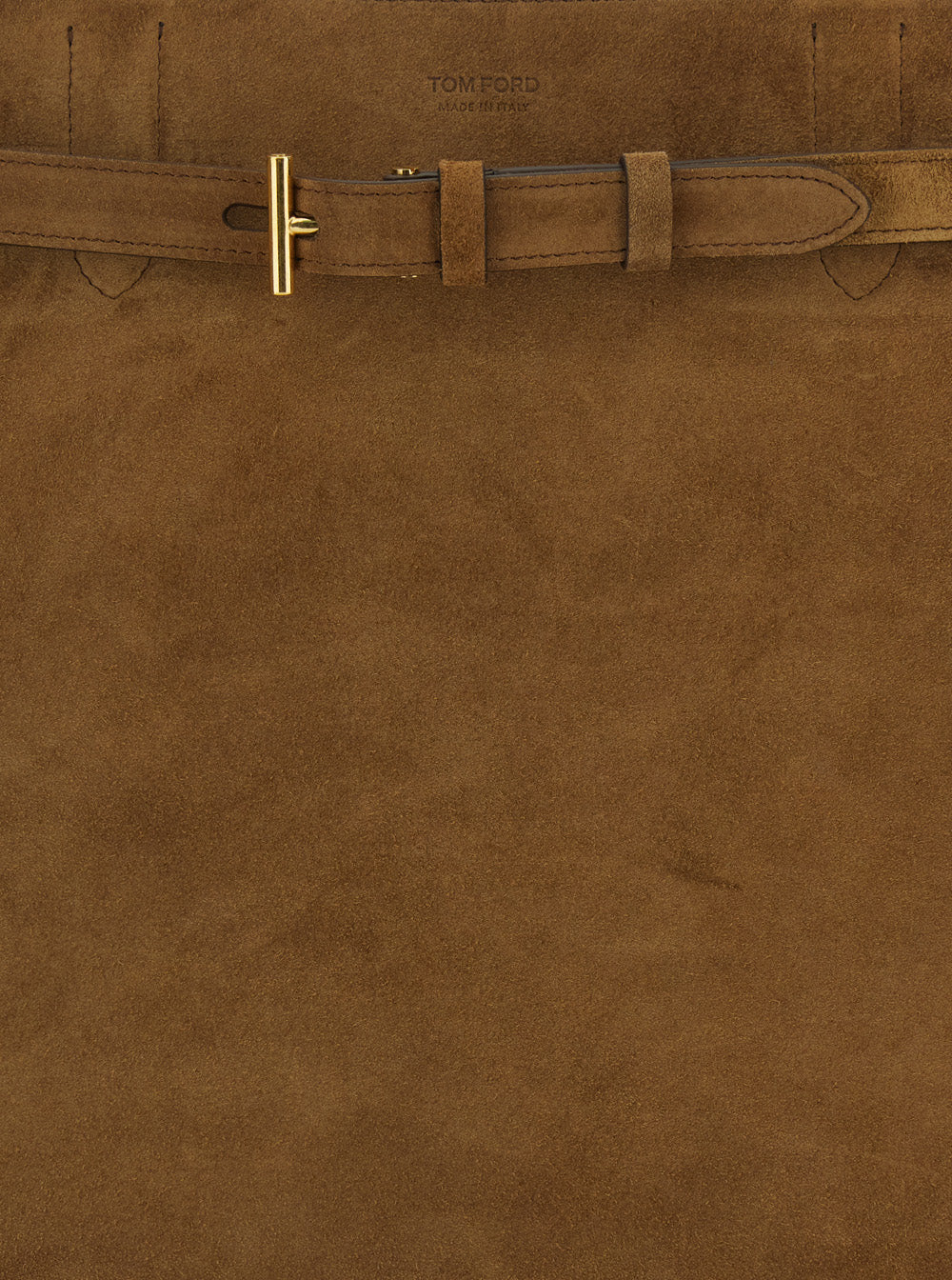 Audrey Brown Medium Shoulder Bag With T Buckle Detail On The Front In Suede For Women Calf