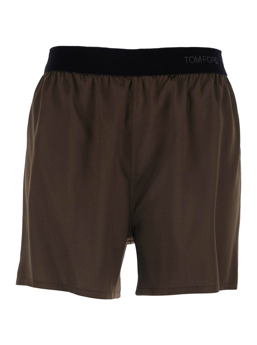 Shorts Stretch Silk, Brown