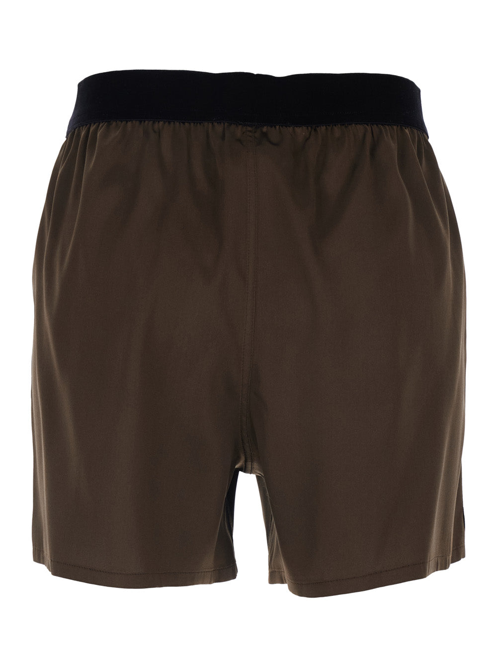 Brown Shorts with Logo Lettering and Elastic Waist In Stretch Silk for Women Elastane Bermuda