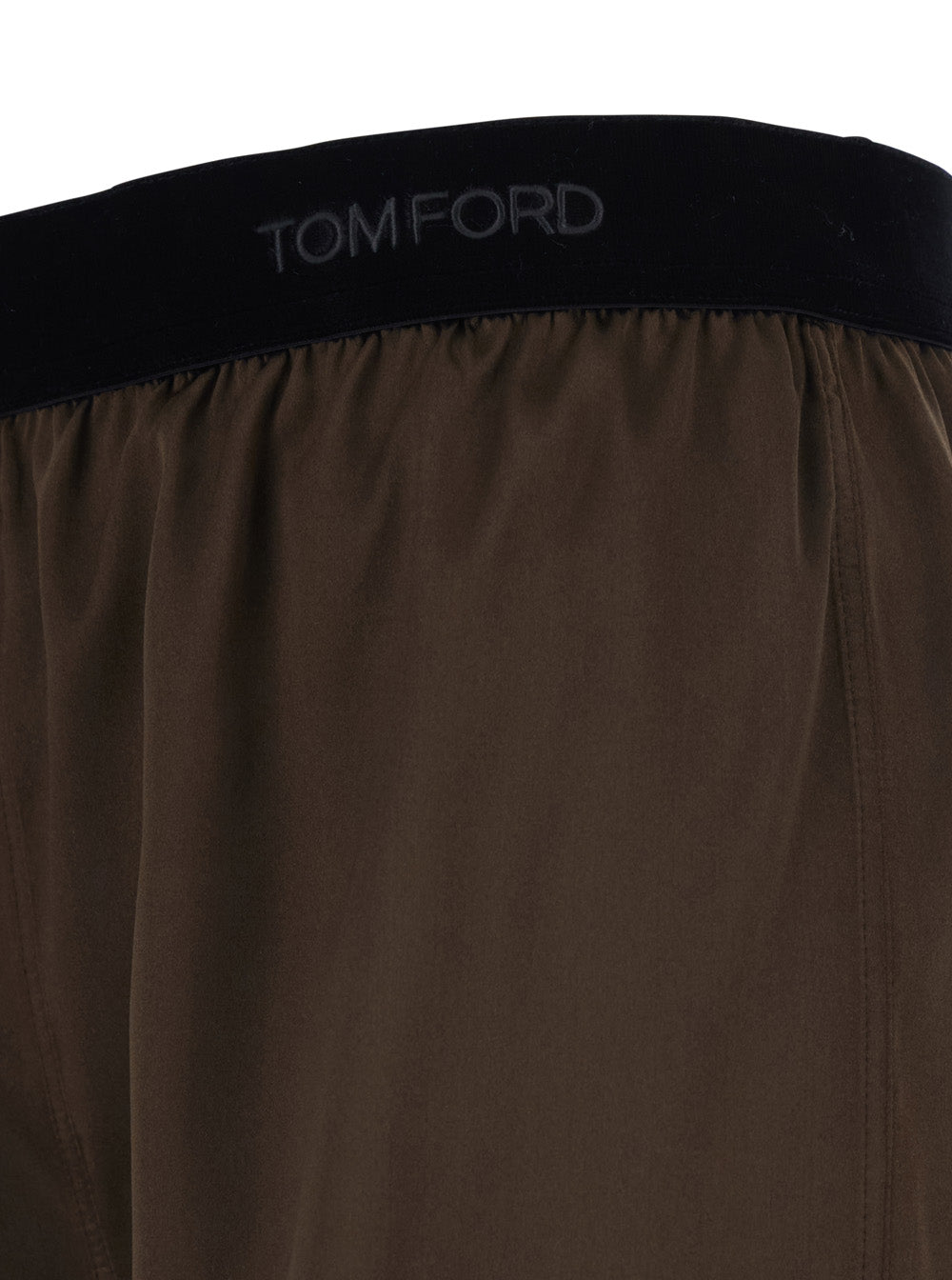 Brown Shorts with Logo Lettering and Elastic Waist In Stretch Silk for Women Elastane Bermuda