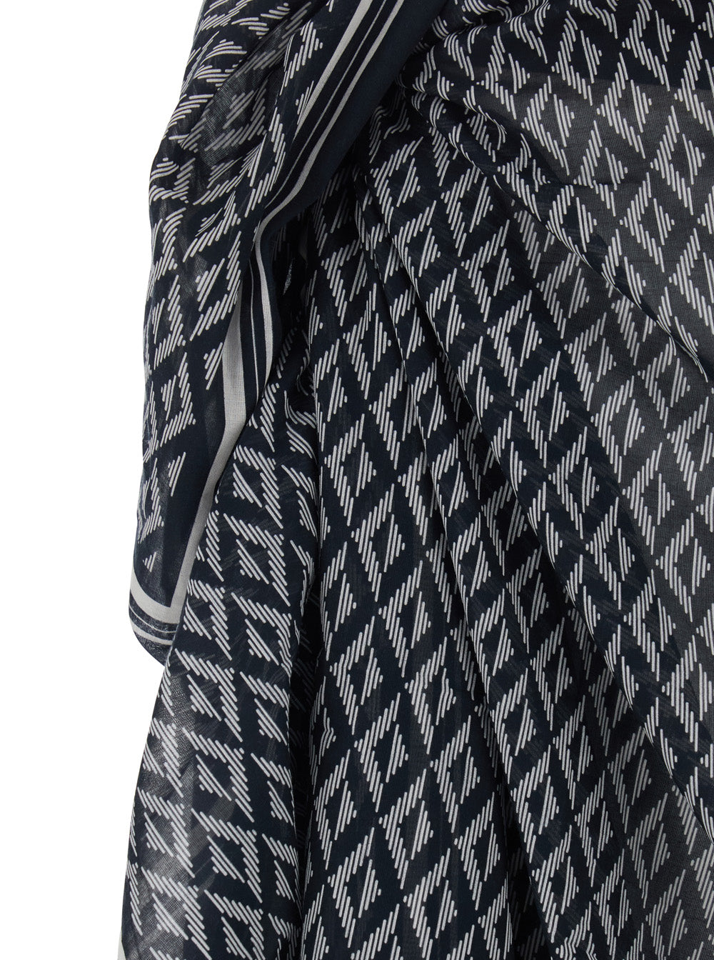 Black and White Asymmetrical Pareo with Geometric Motif in Cotton for Women White/black Skirt