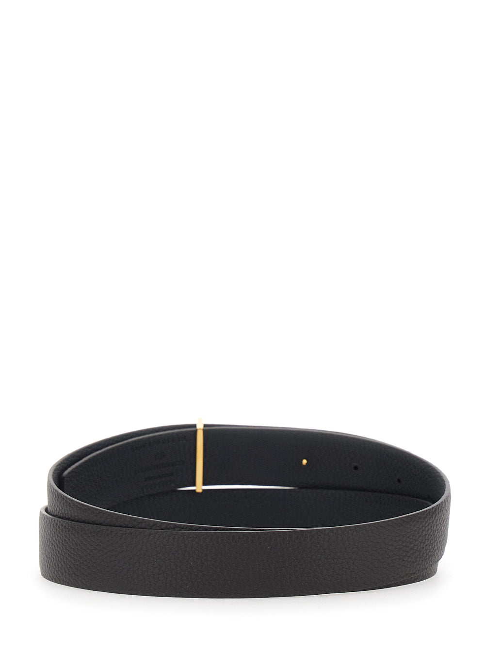 Brown Leather Belt with T Buckle for Men Calf