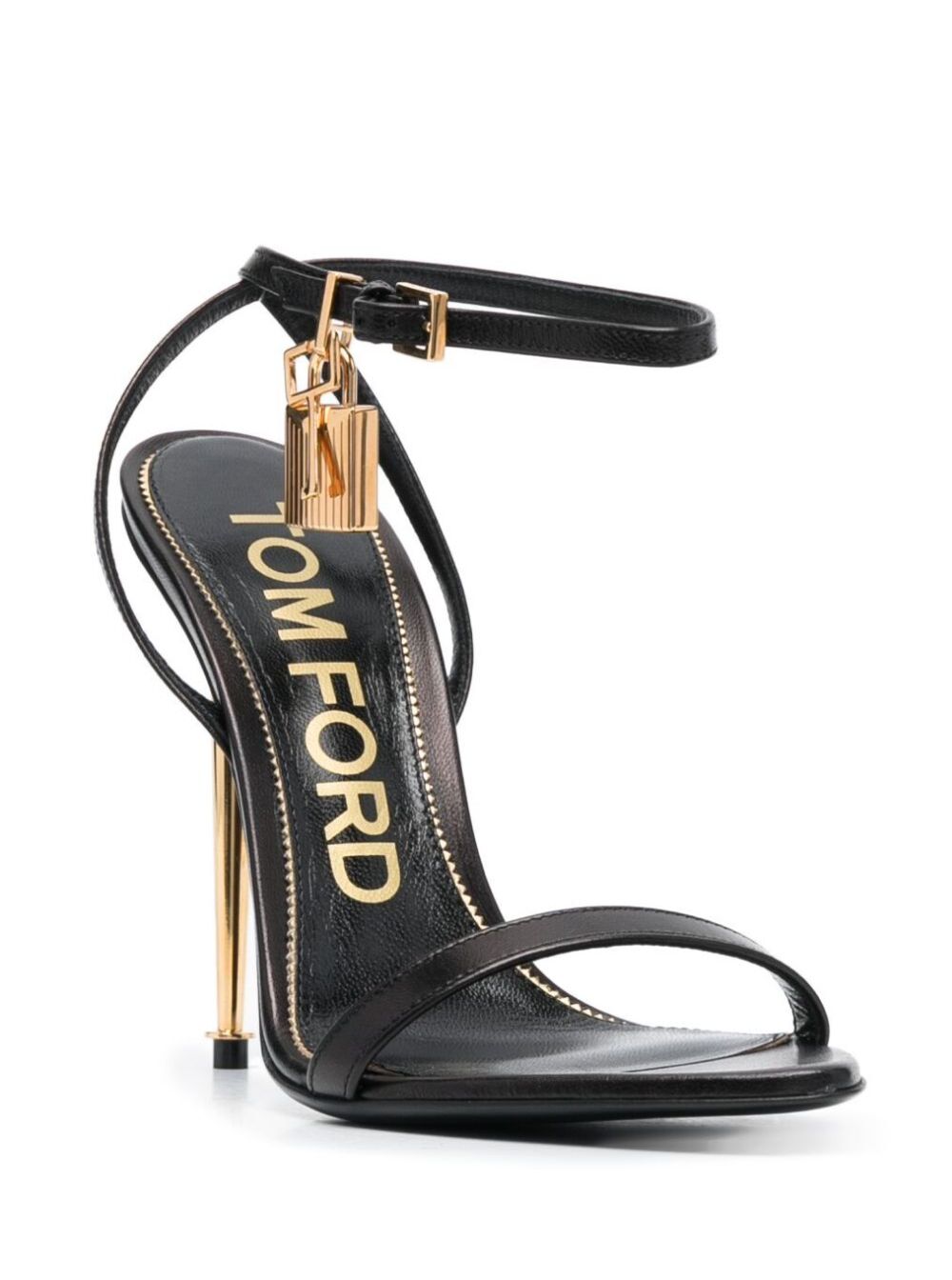 Metallic Heeled Sandal with Black Leather Lock for Women Heels