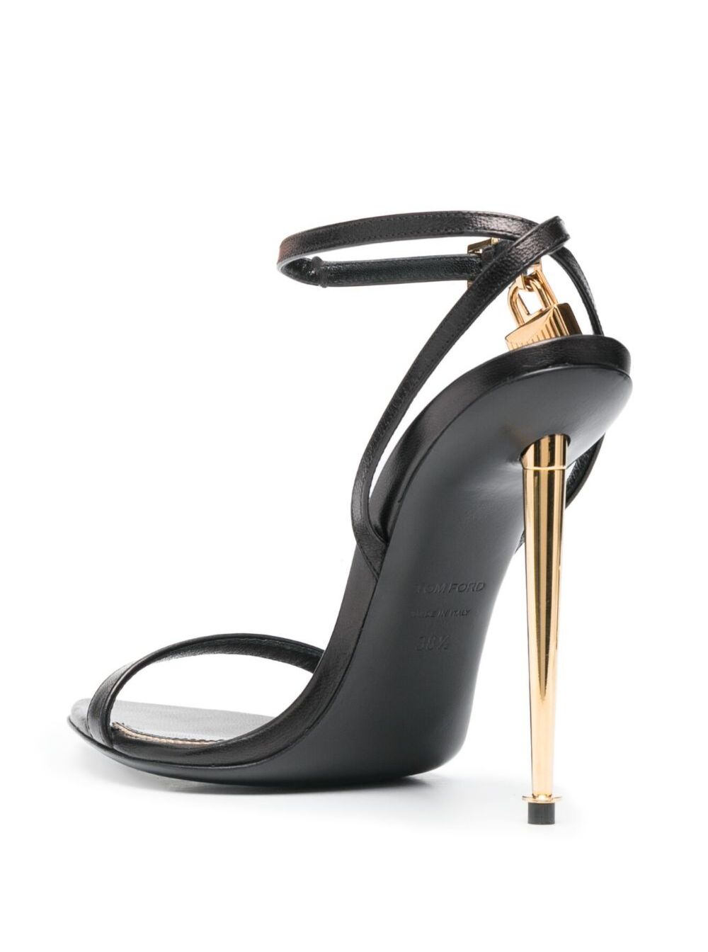 Metallic Heeled Sandal with Black Leather Lock for Women Heels