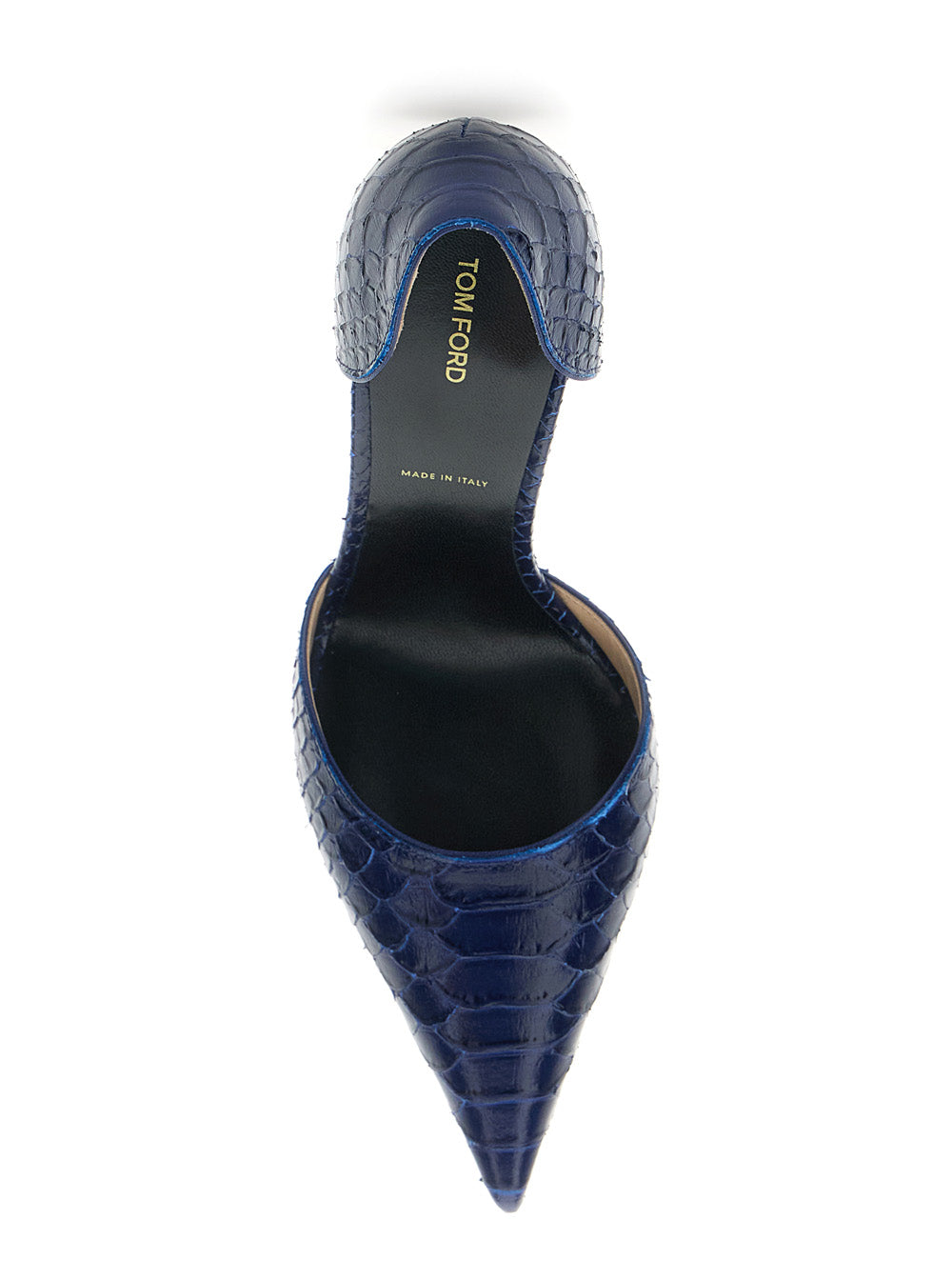 DOrsay Blue Pumps with Stiletto Heel and Crocodile-Embossed Effect in Leather for Women Blu Calf Steel Brass Heels