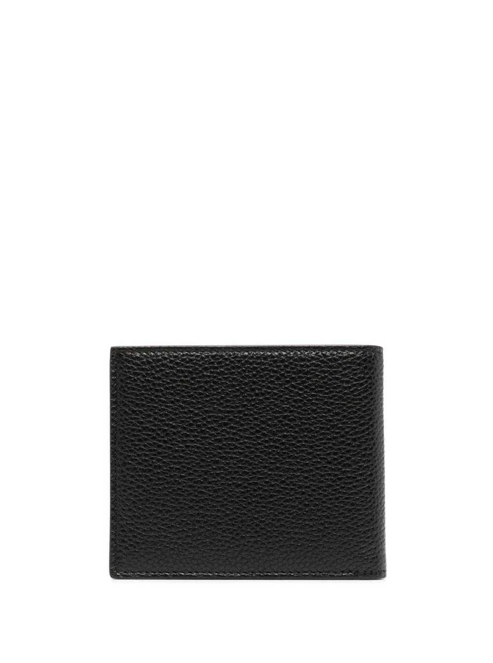 Black Wallet Bi-Fold with Gold Embossed Logo In Hammered Leather For Men Calf Products
