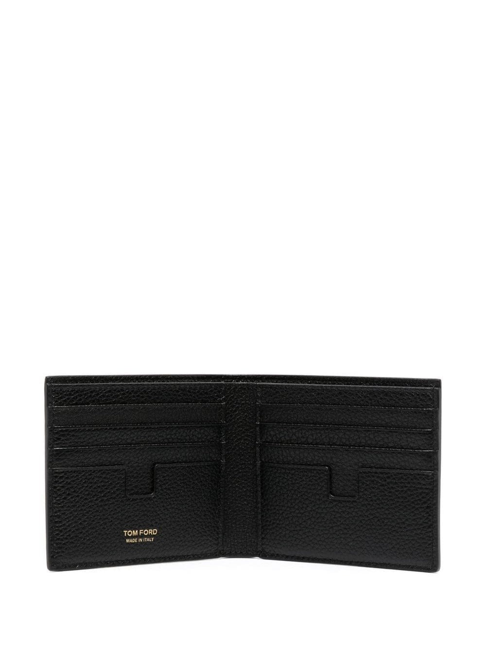 Black Wallet Bi-Fold with Gold Embossed Logo In Hammered Leather For Men Calf Products