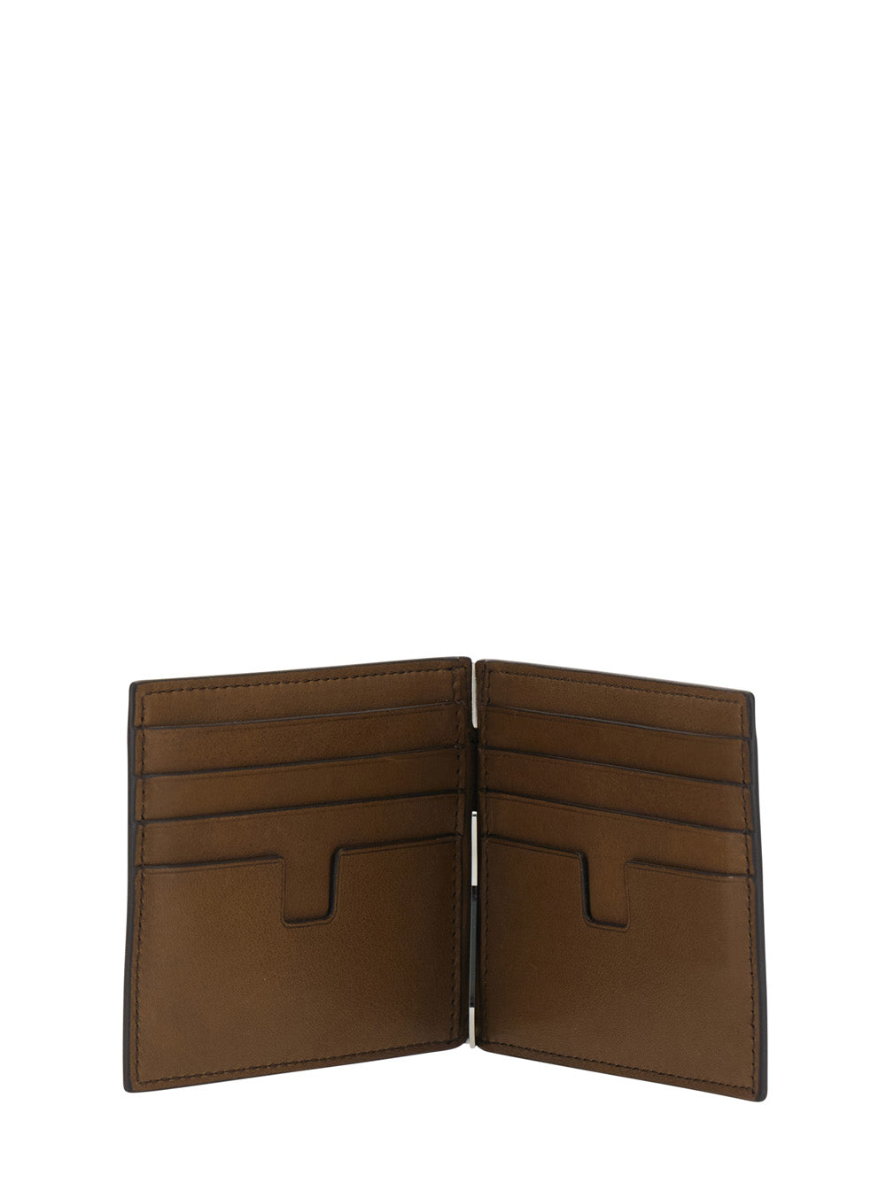 Brown Wallet with Embossed Logo Lettering and Money Clip in Leather for Men Calf Products