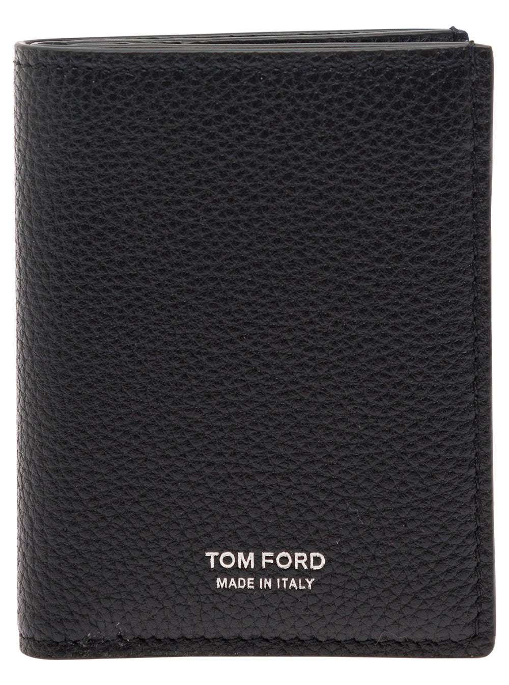 Black Card holder with Logo Embossed in Grained Leather for Men Calf Products